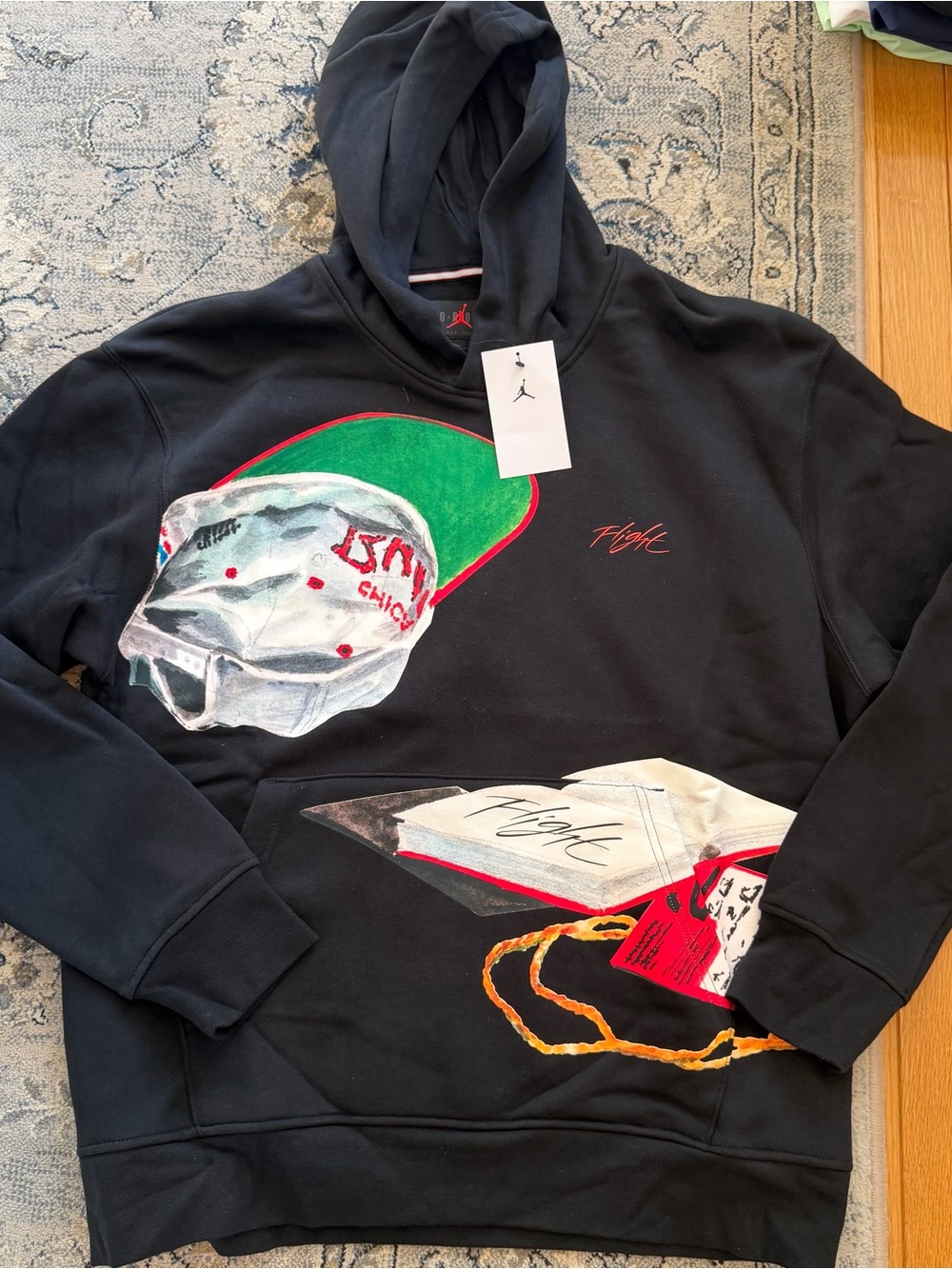 Jordan Black Hoodie with Multicolor Graphic Prints